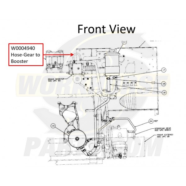 W0004940  -  Hose Asm - Power Steering Booster Inlet (Booster to Gear)